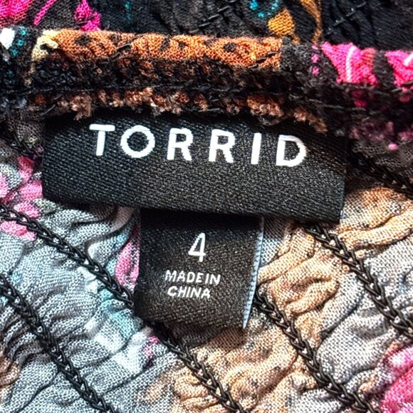 TORRID Midi Challis One-Shoulder Dress Size 4x Leopard Floral Print Stretch - Picture 15 of 16